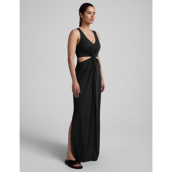 Beyond Yoga Maxi Around The World Front Twist Dress Women’s XL Black Cutout - Picture 4 of 14